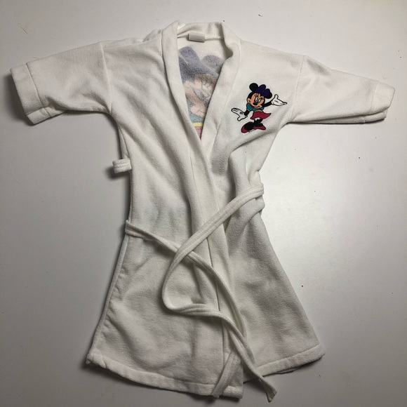 Vintage Disney Minnie Mouse Kids White Robe Medium - Picture 2 of 4